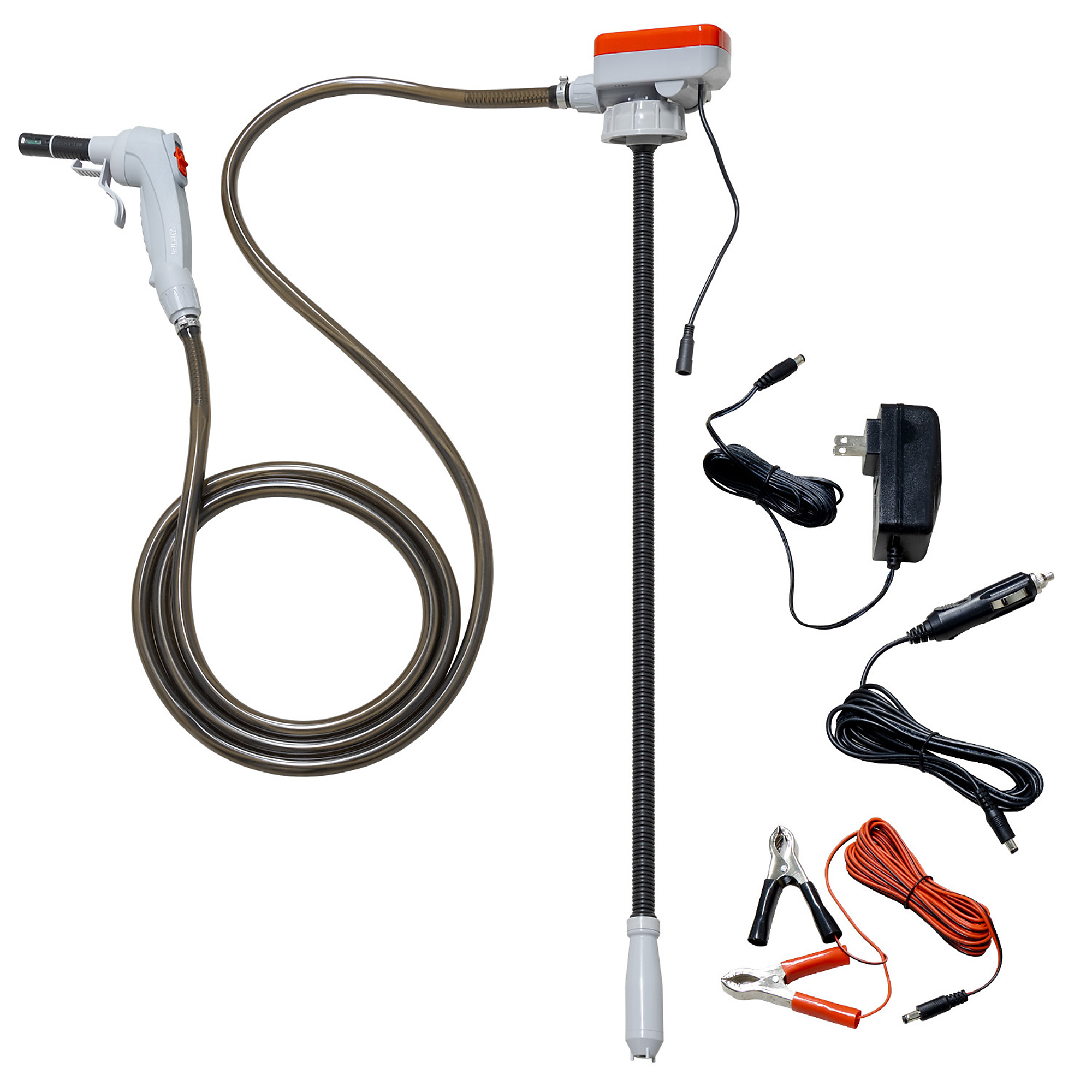 TeraPump Gas Caddy Pump, 2.5 GPM, 9.8ft. Hose, AC/DC Powered, Manual Nozzle, Model# TRFA03-GC